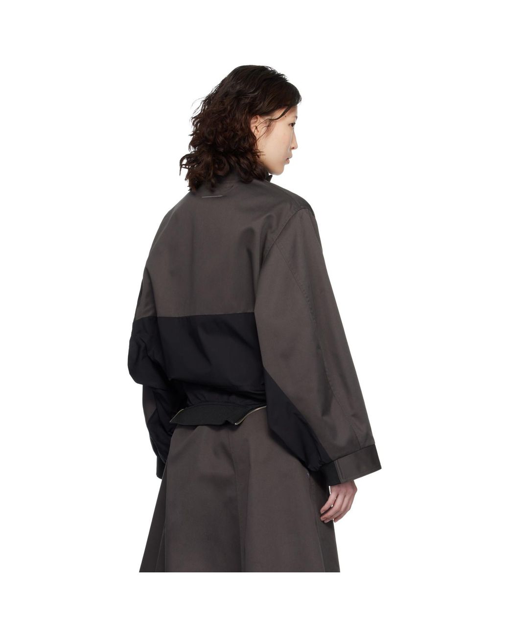 MM6 by Maison Margiela Black Mirrored Two-Tone Zip Jacket