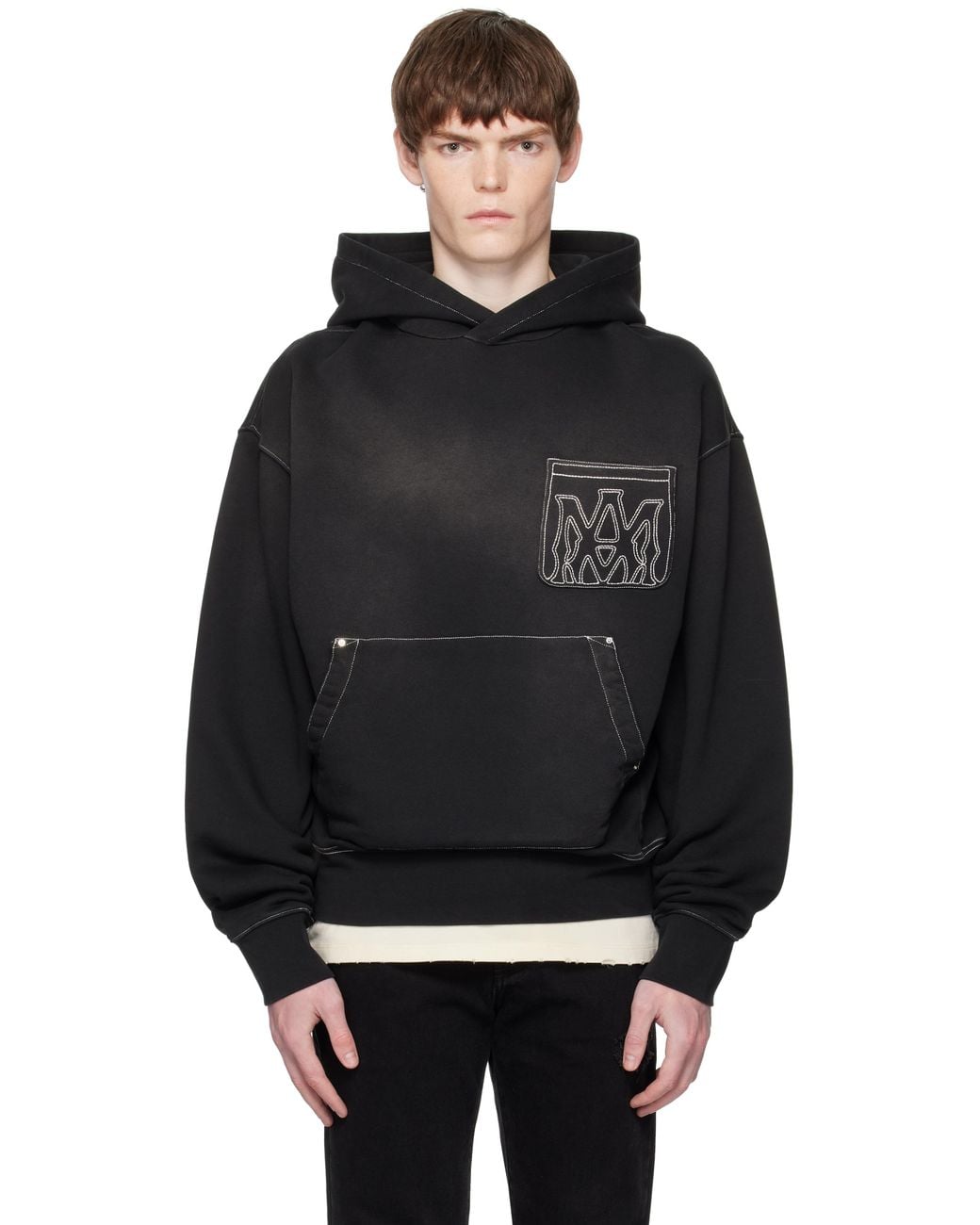 Amiri Ma Outline Oversized Hoodie in Black for Men | Lyst