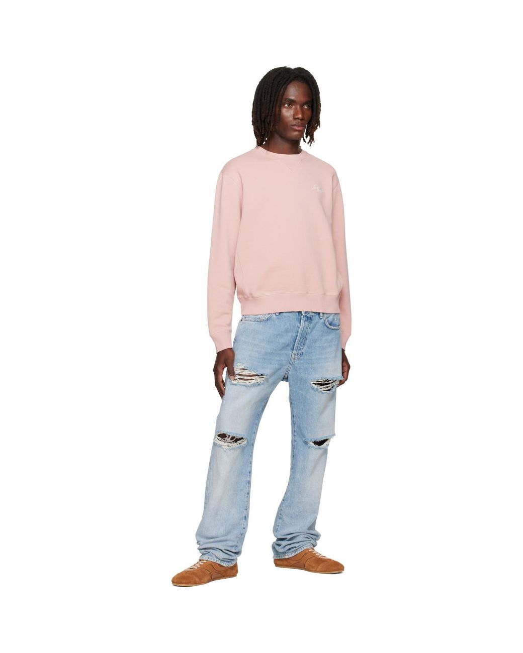 Acne Red Logo Fleece Sweatshirt for men