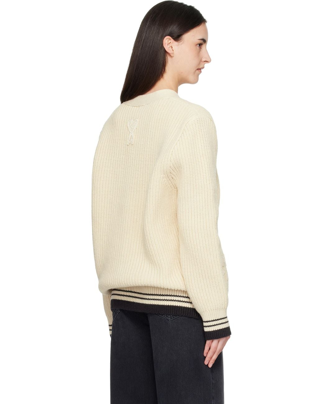 AMI Black Off- Patch Cardigan