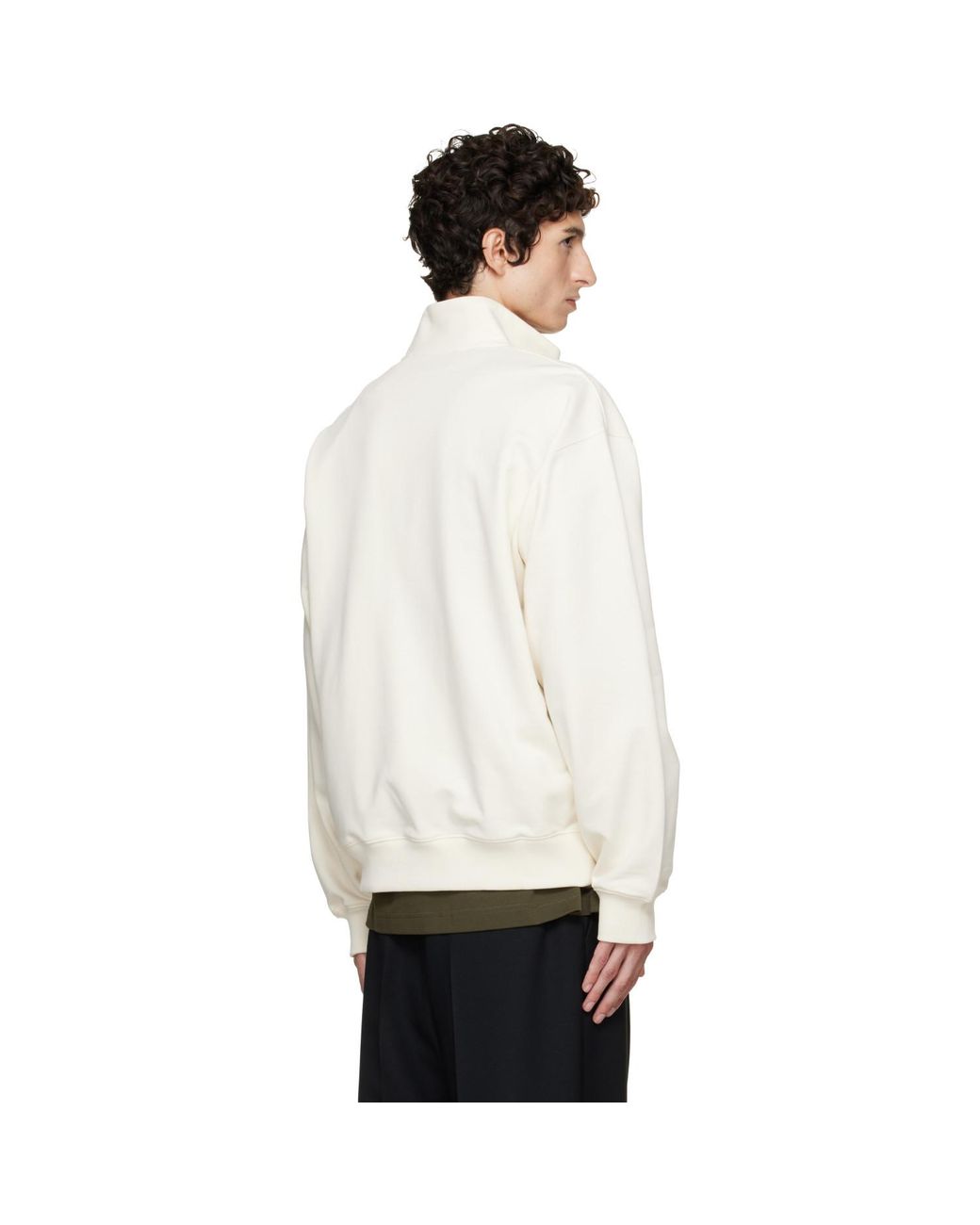 Helmut Lang White Off- Small Logo Quarter-Zip Sweatshirt for men