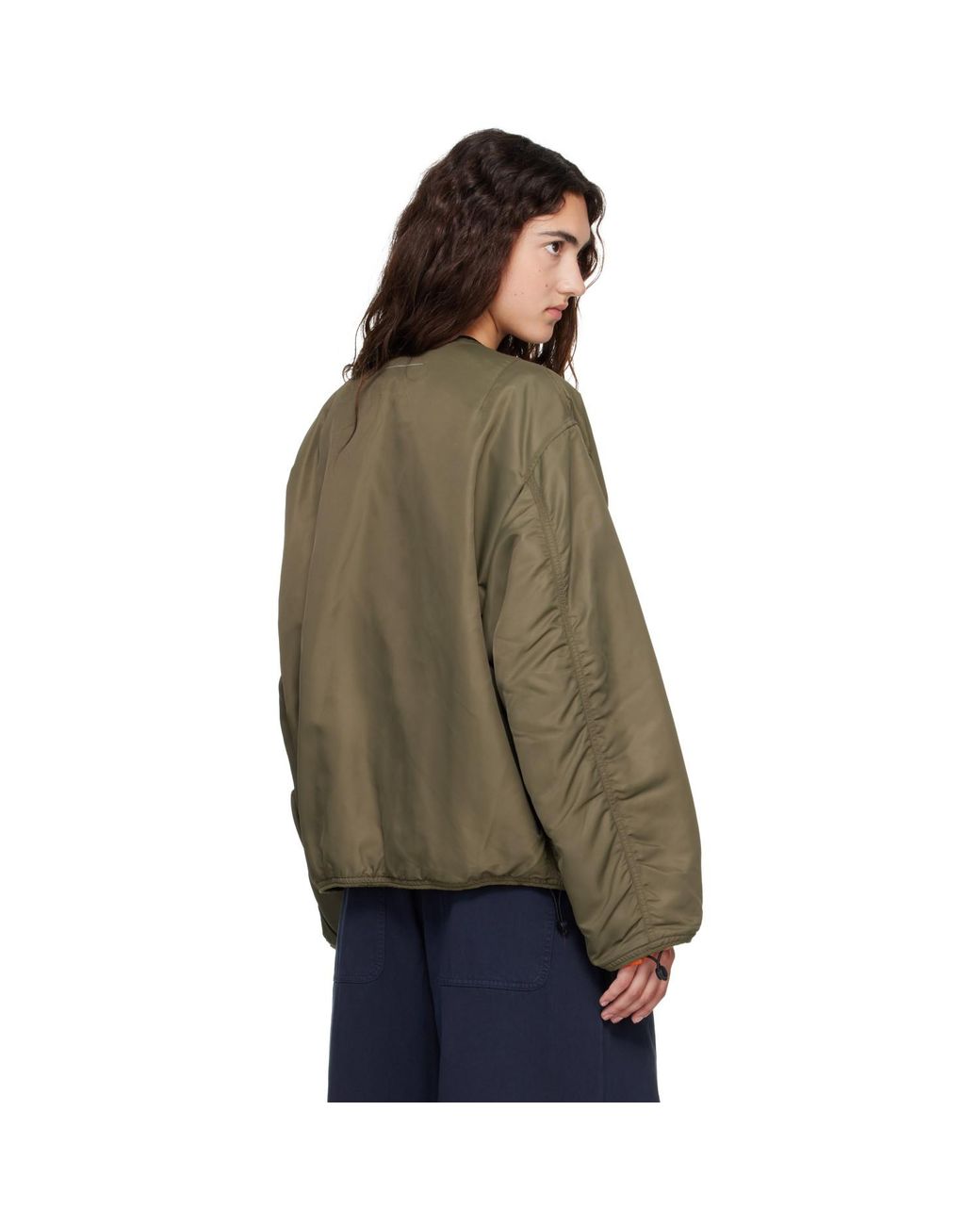 MM6 by Maison Margiela Brown Khaki Contrast Lining Nylon Bomber Jacket