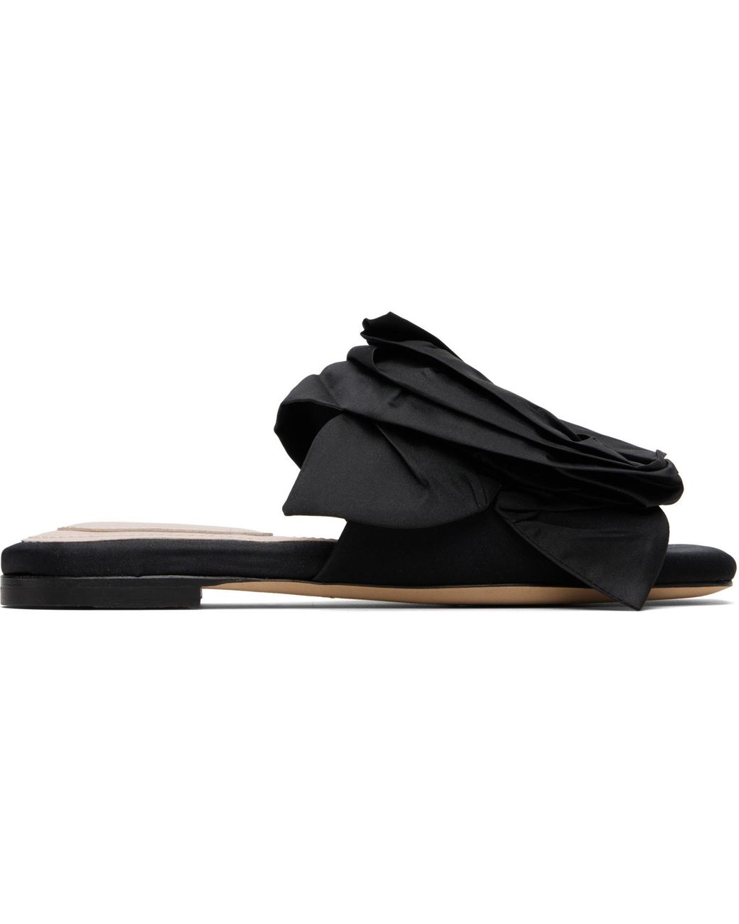 Simone Rocha Black Pressed Rosette Slides