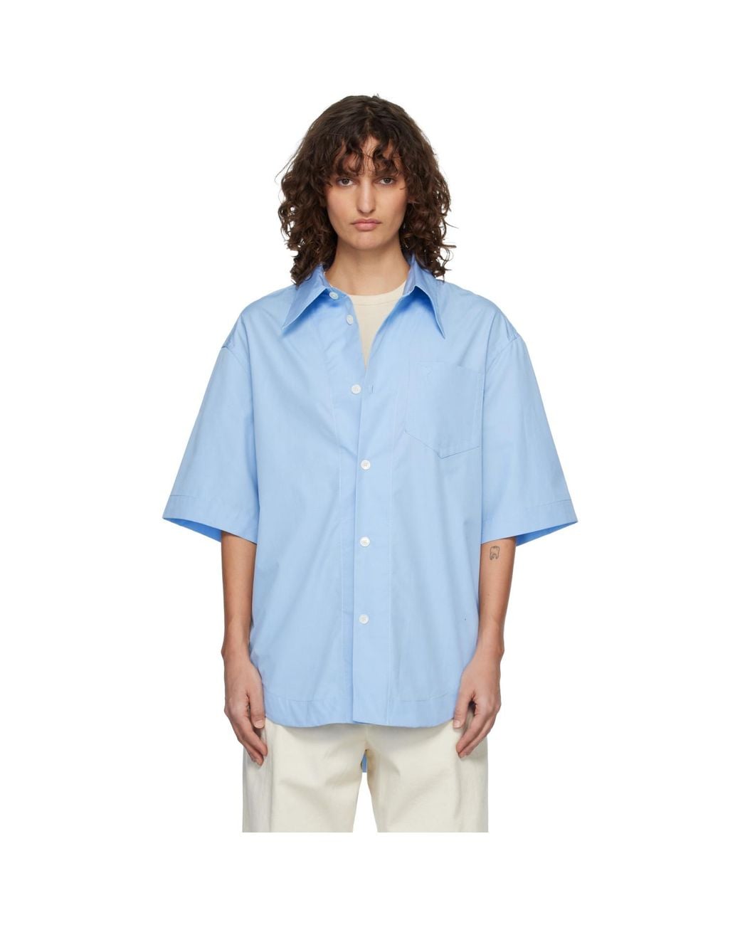 AMI Blue Short Sleeve Wide Shirt