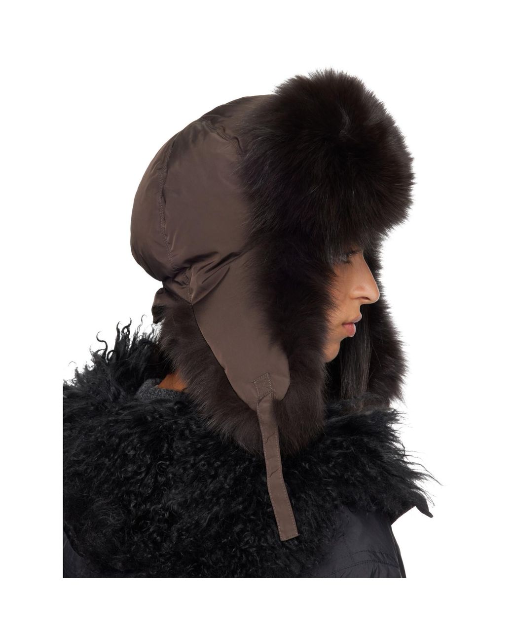 Yves Salomon Black Chapka Hat