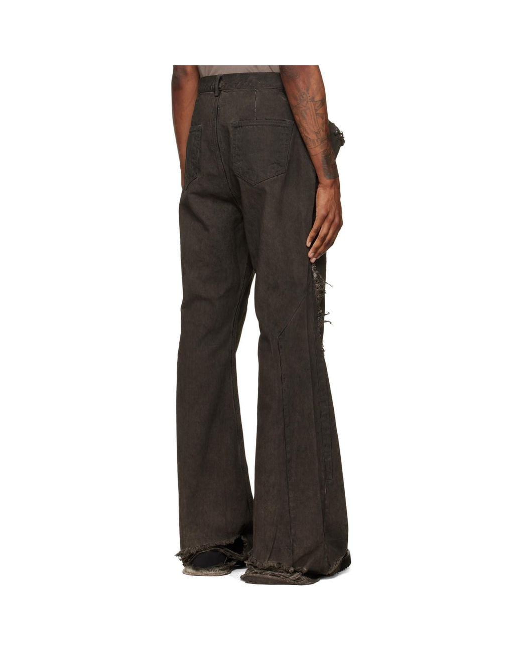 Rick Owens Black Tower Slivered Bootcut Jeans for men