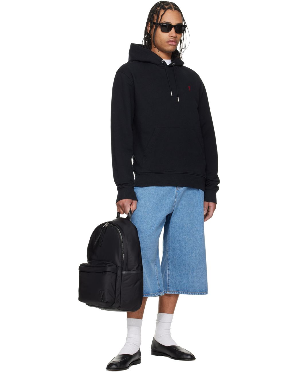 AMI Black Nylon Marcel Backpack for men