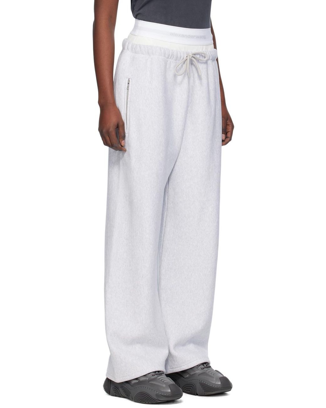 T By Alexander Wang Gray Wide leg Sweatpants in White Lyst UK