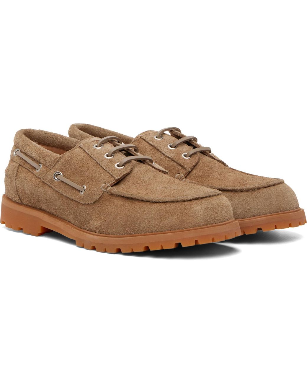 Studio Nicholson Brown Guston Suede Boat Shoes for men