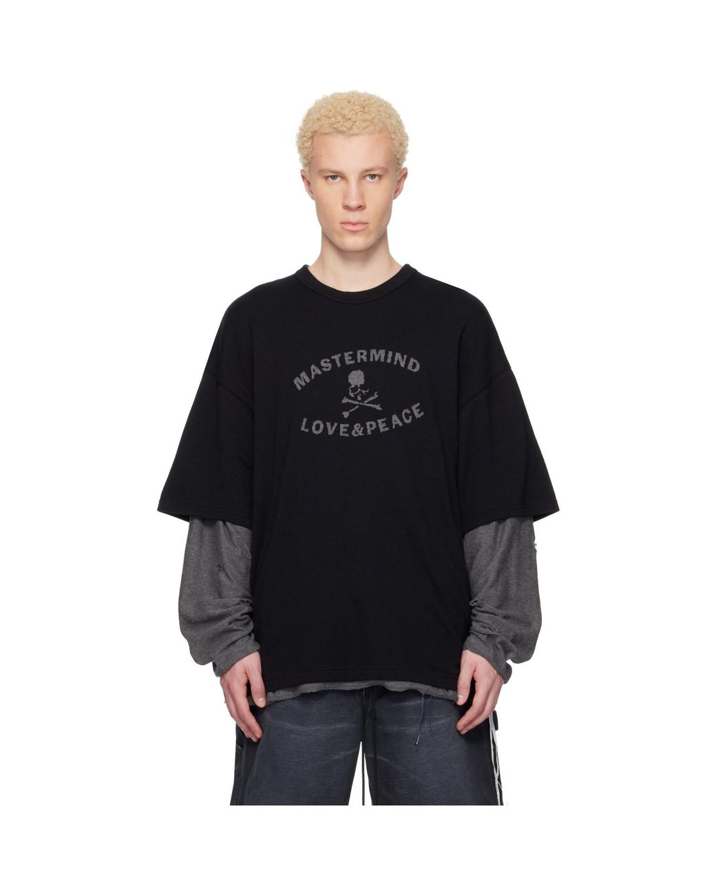 MASTERMIND WORLD Blue Reversible Distressed T-Shirt for men