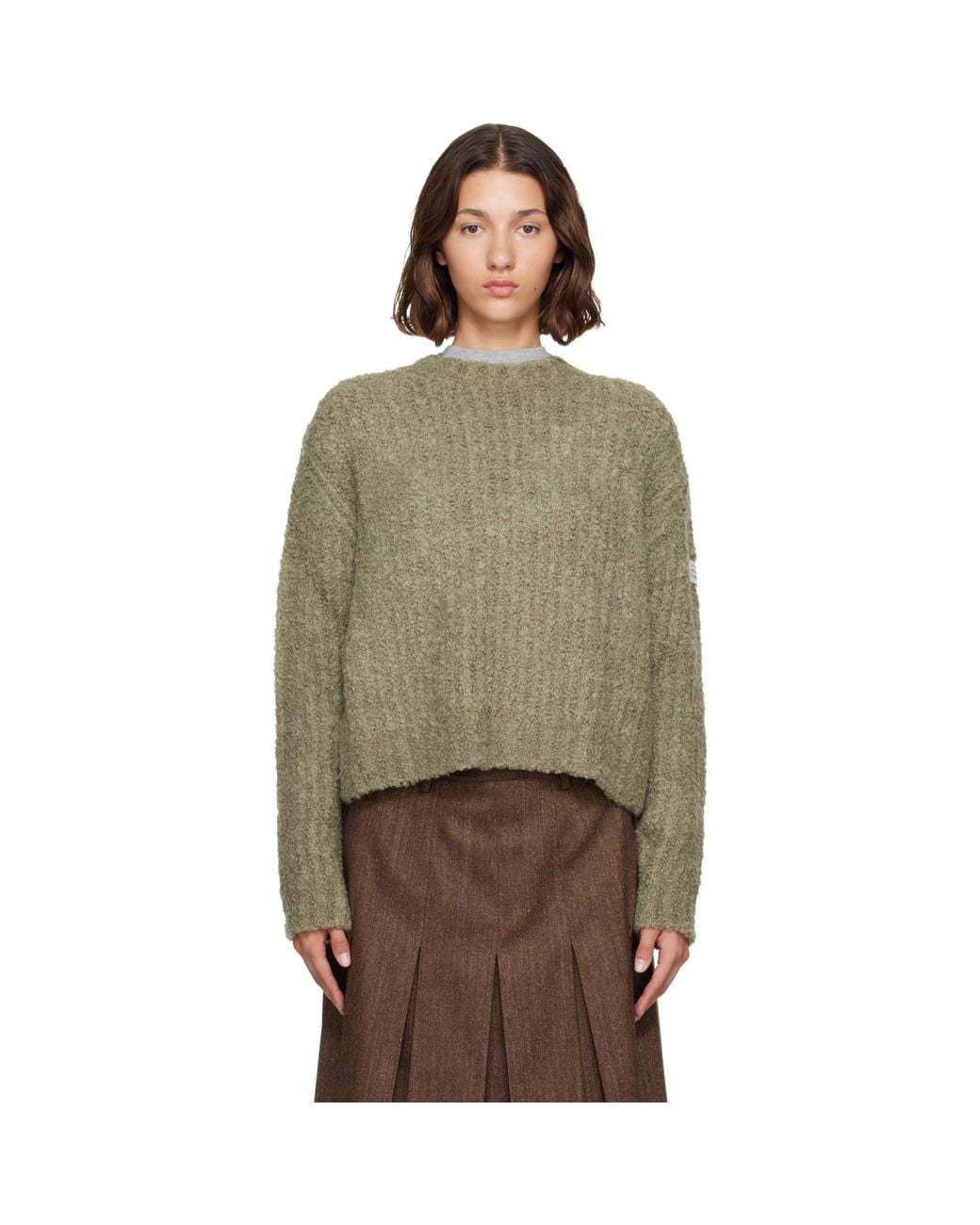 MM6 by Maison Margiela Green Khaki Bouclé Sweater