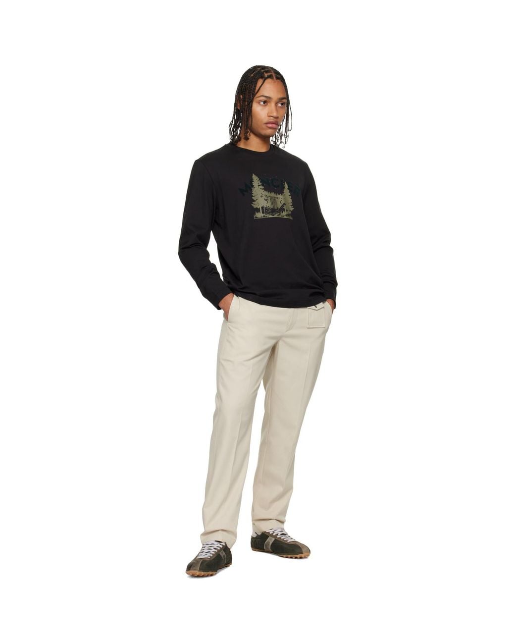 Moncler Black Long Sleeve T-Shirt for men