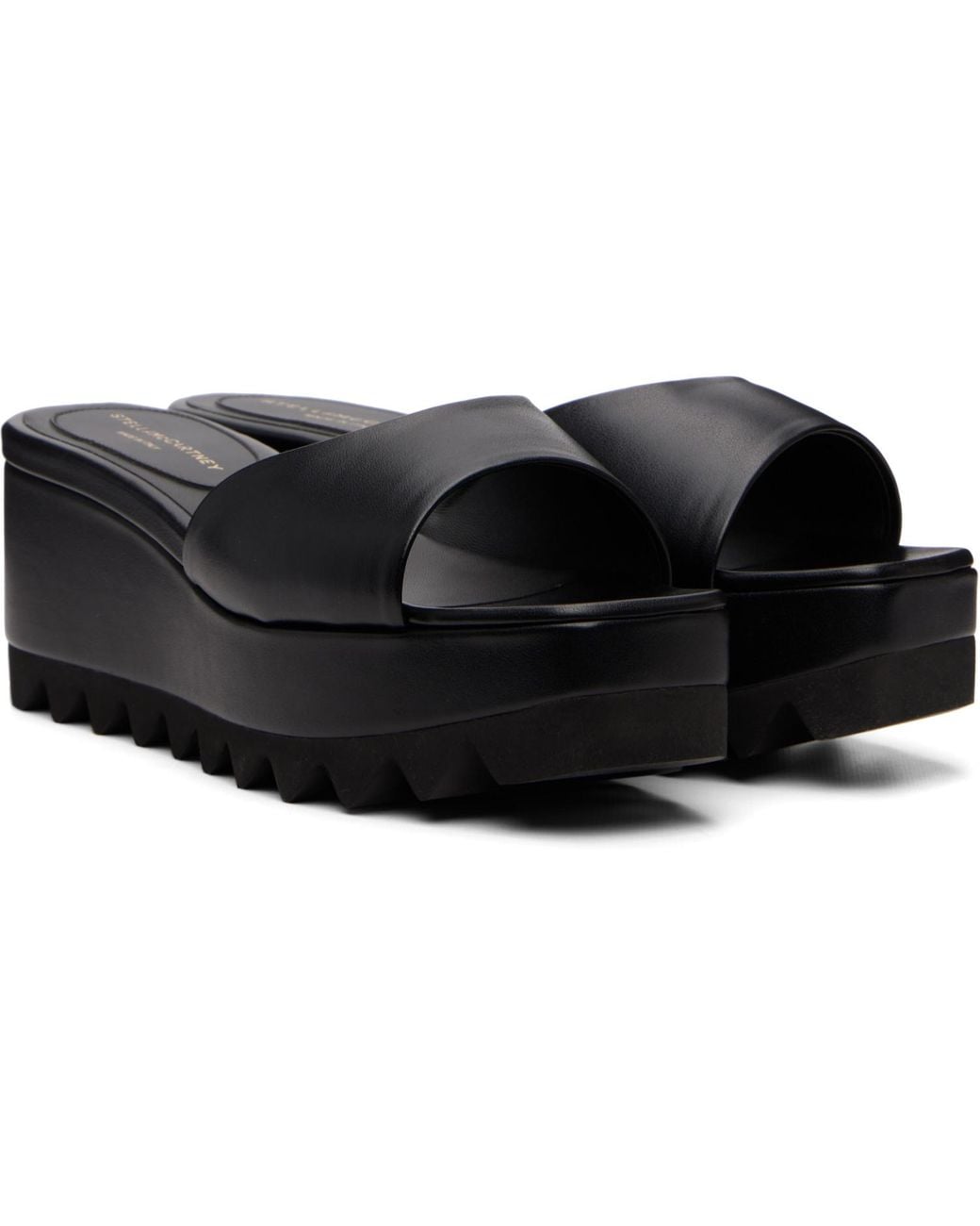 Stella McCartney Black Sneak-Elyse Wedge Slide Sandals