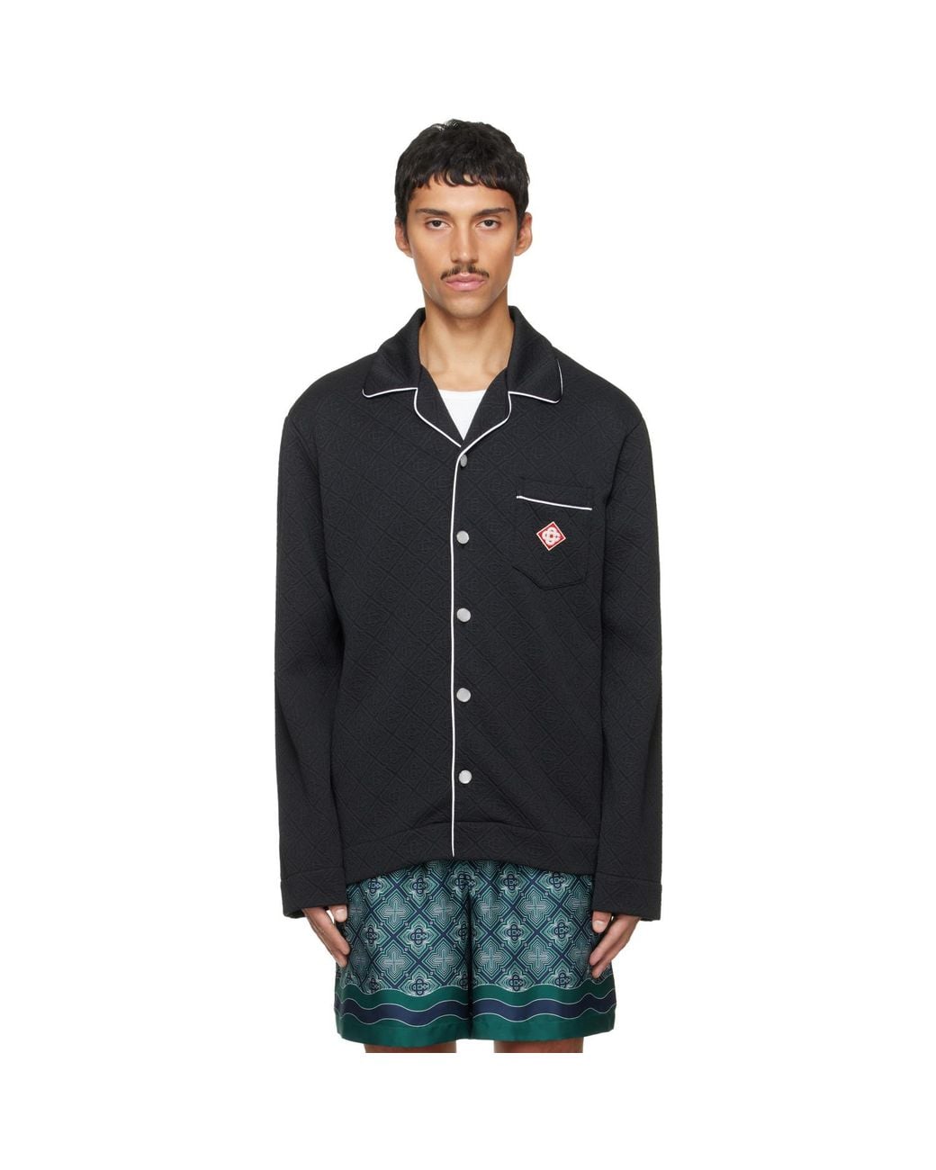 Casablanca Black Raised Monogram Long Sleeve Shirt for men
