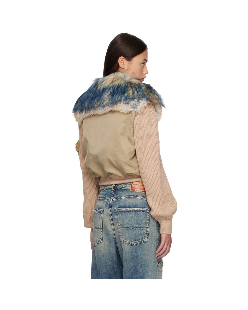 DIESEL Multicolor Khaki Rib-Knit Bomber Jacket