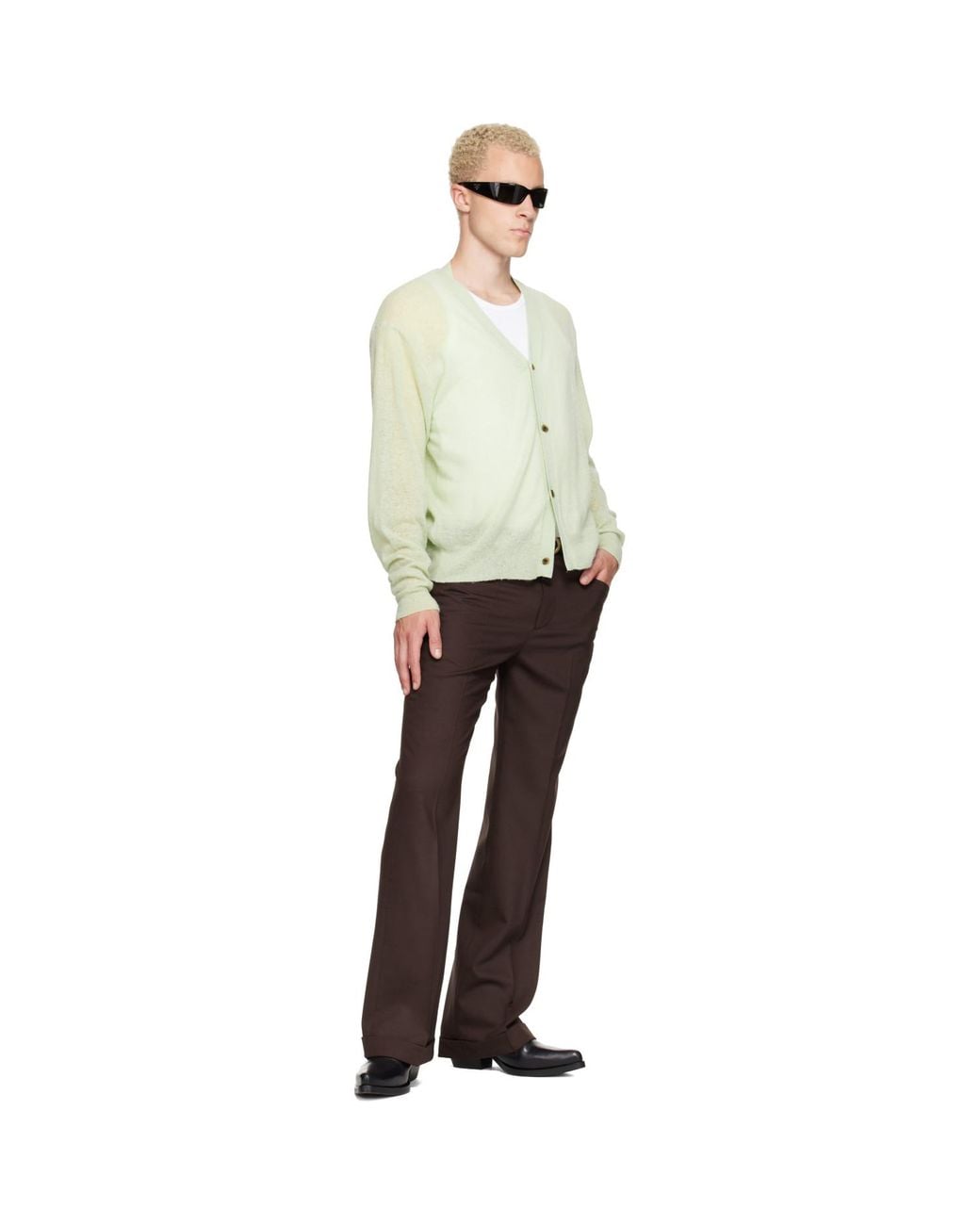 Ernest W. Baker Brown Cuffed 70's Trousers for men