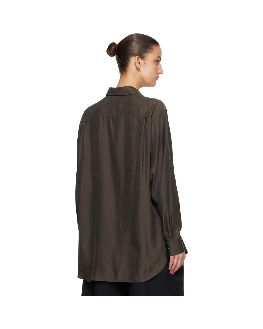 Ssstein Black Cupro Twill Oversized Ls Shirt