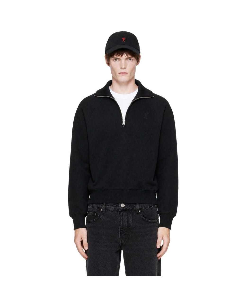 AMI Black Tonal Embossed Ami De Coeur Sweatshirt for men