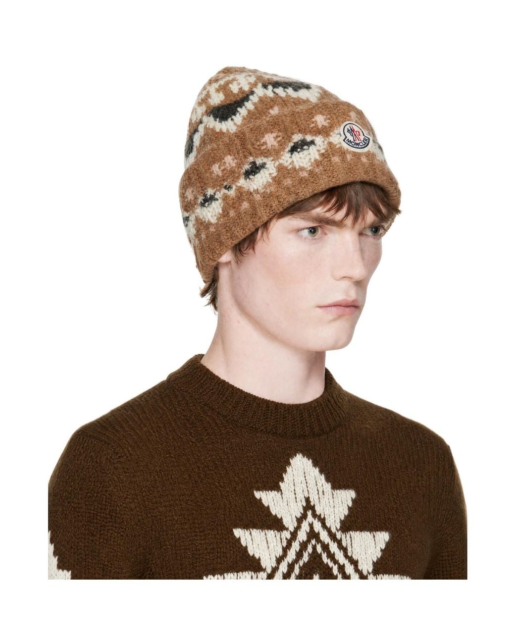 Moncler Brown Knit Wool Beanie for men
