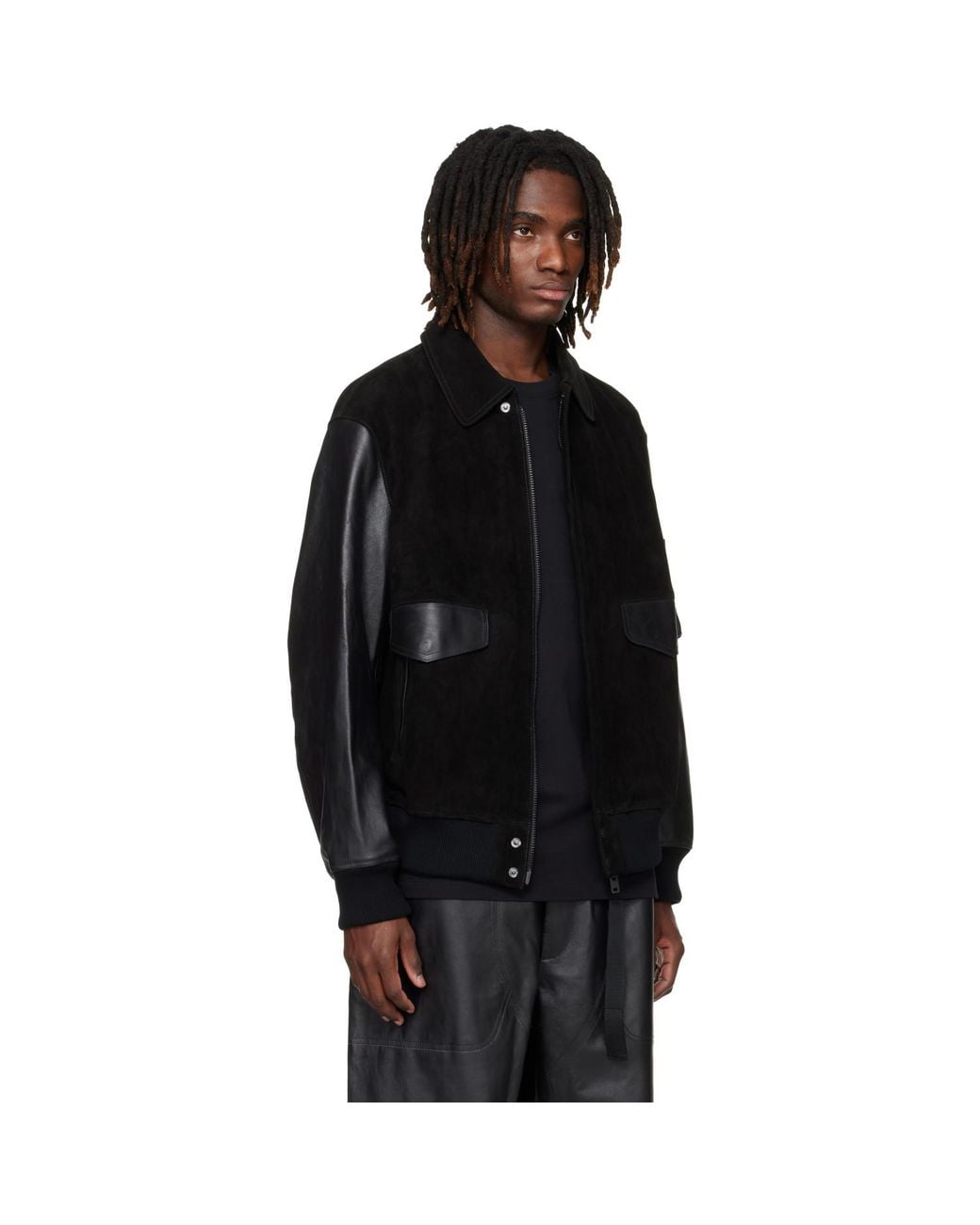 Y-3 Black Mercedes-Amg F1 Edition Racing Leather Jacket for men
