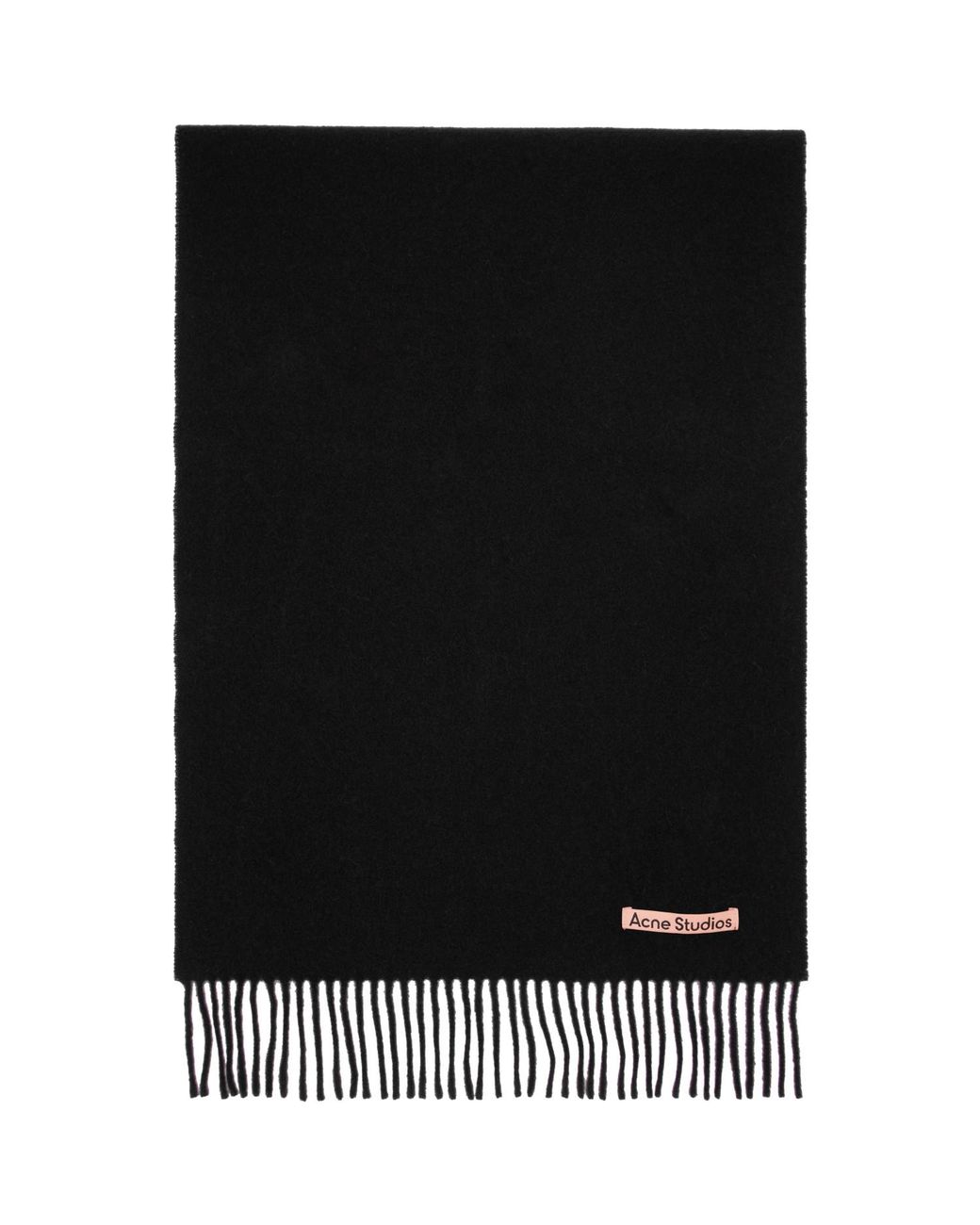 Acne Black Fringe Wool Narrow Scarf for men