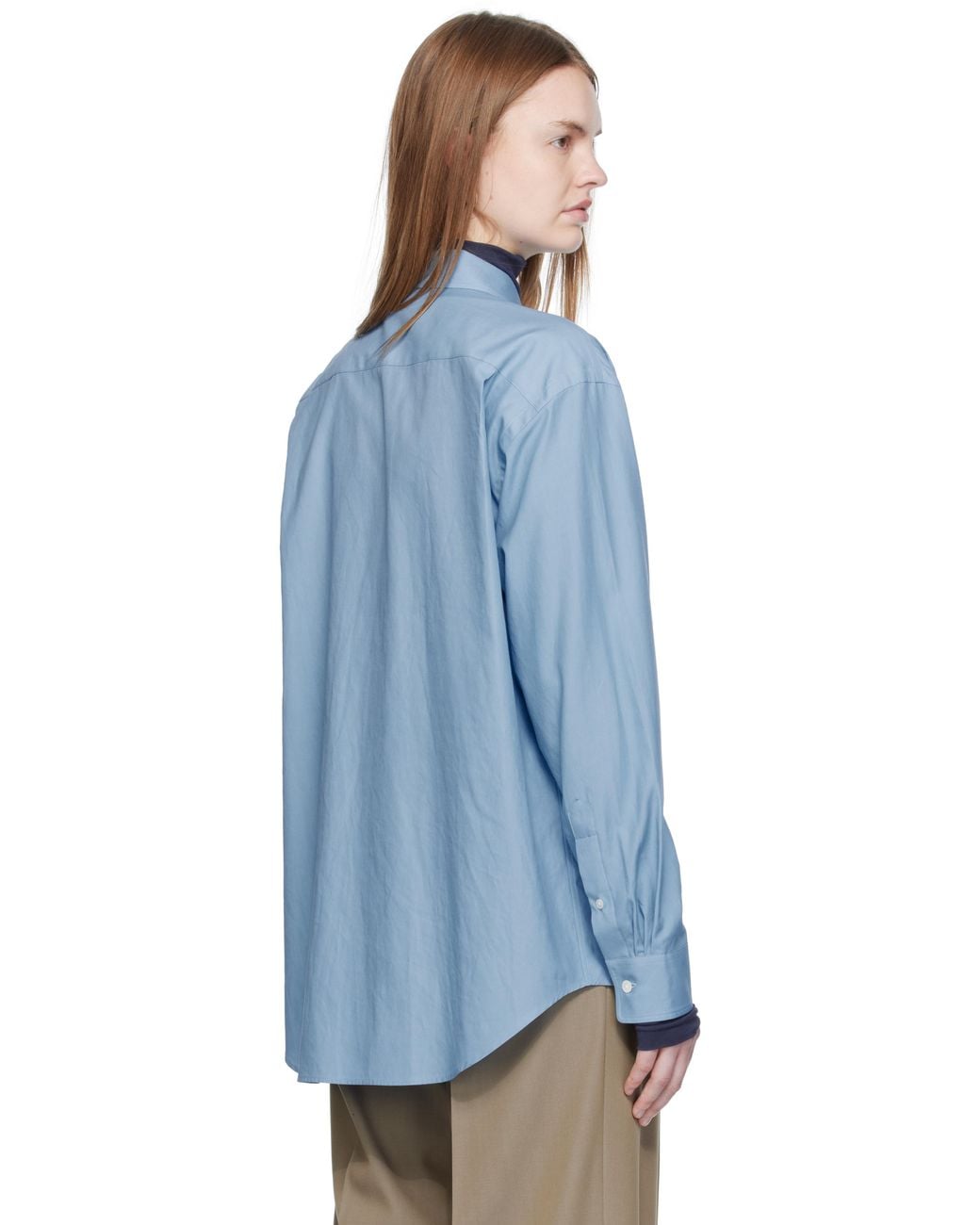 AURALEE Washed Finx Twill Shirt in Blue | Lyst