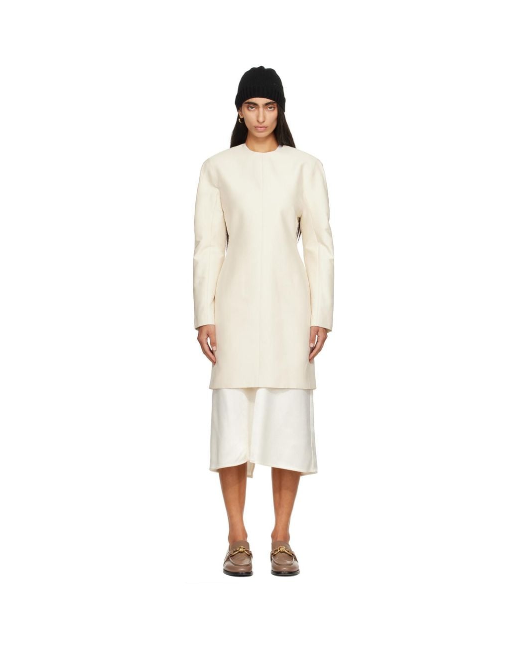 Bottega Veneta White Off- Cotton & Silk Toile Minidress