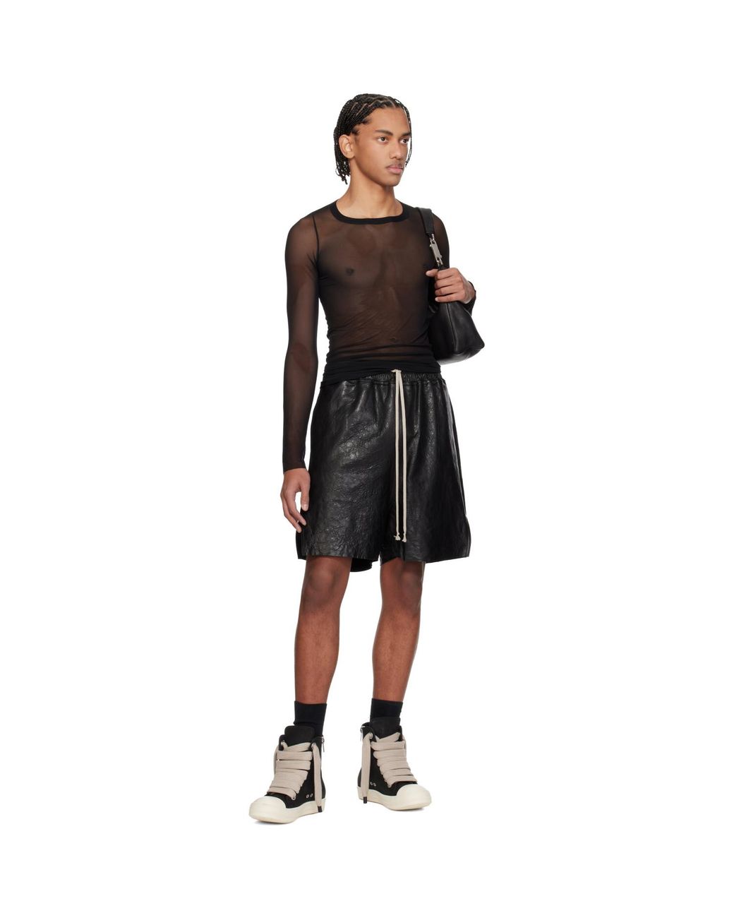 Rick Owens Black Temple Rib Ls T-Shirt for men
