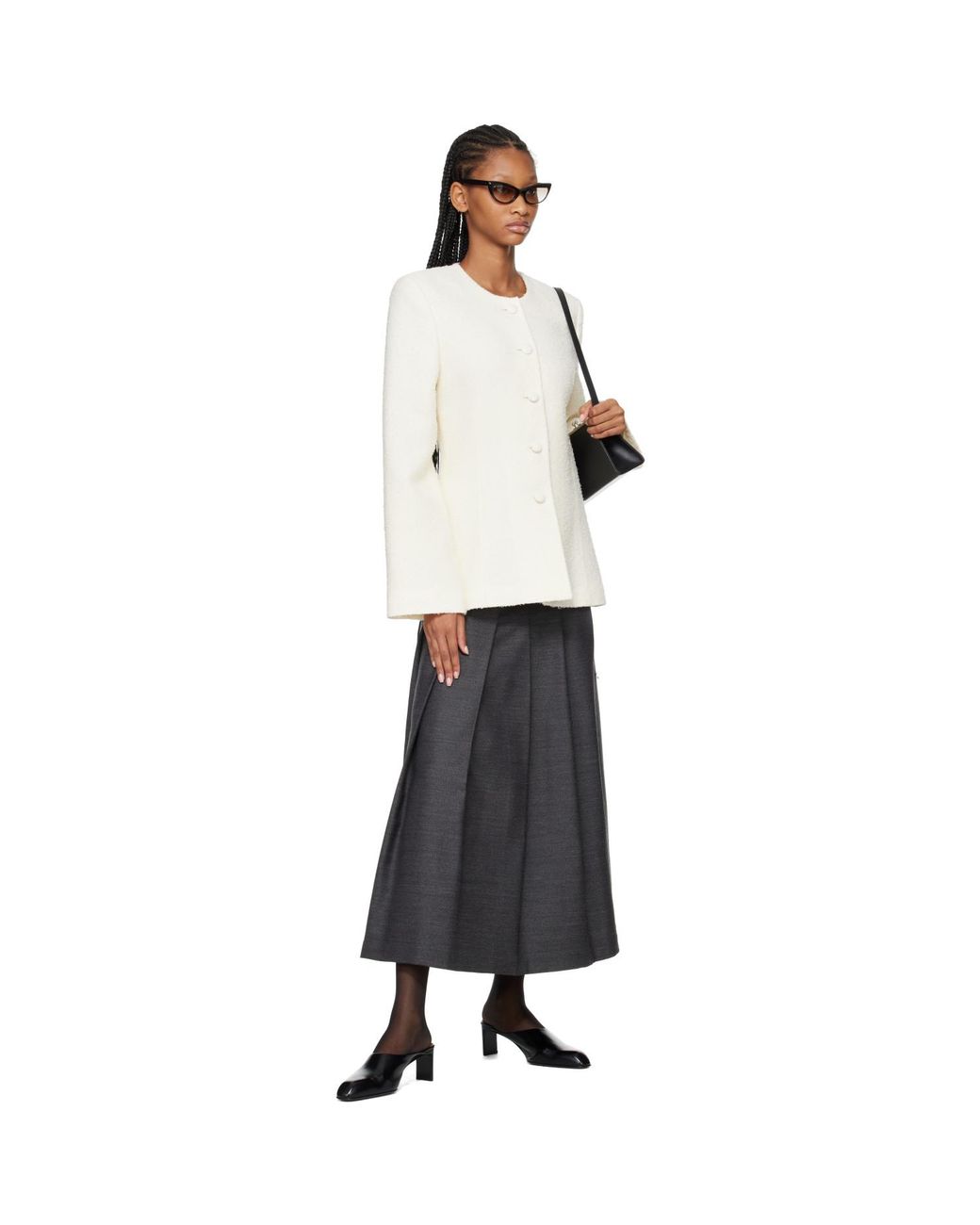 Rohe Black Pleated Wrap Midi Skirt