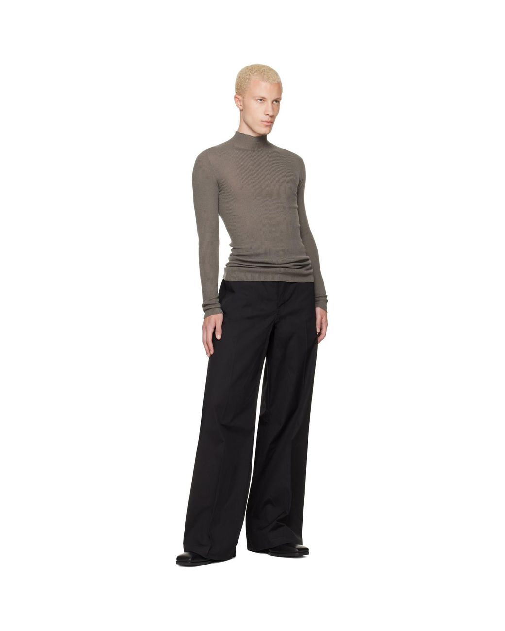 Rick Owens Gray Tower Ribbed Lupetto Sweater for men