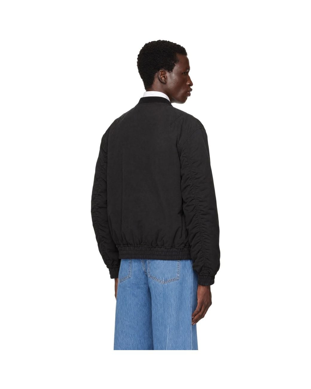 Valentino Black Metallic V Detail Bomber Jacket for men