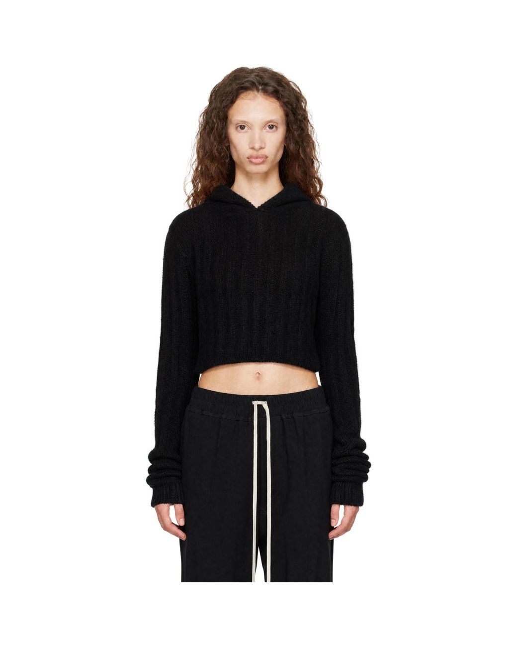 Rick Owens Black Tower Cropped Hoodie