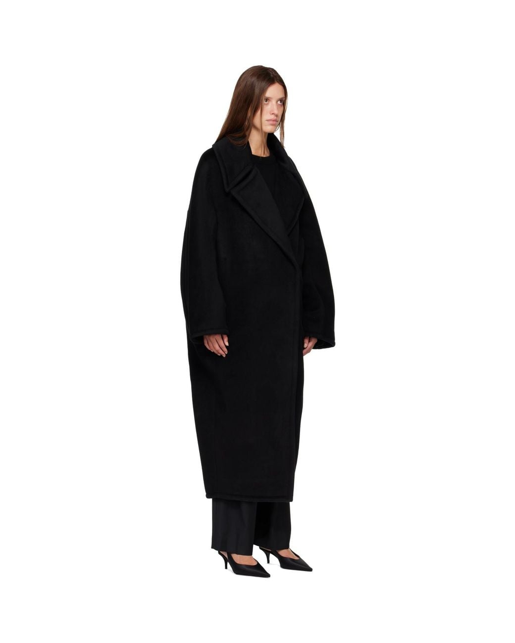 R2W Black Treho Double Breasted Coat