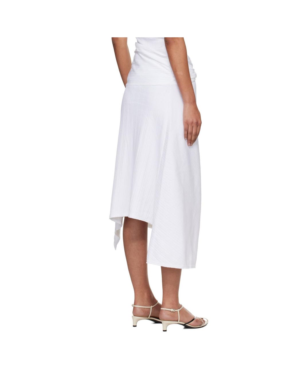 Victoria Beckham White Twist Detail Midi Skirt