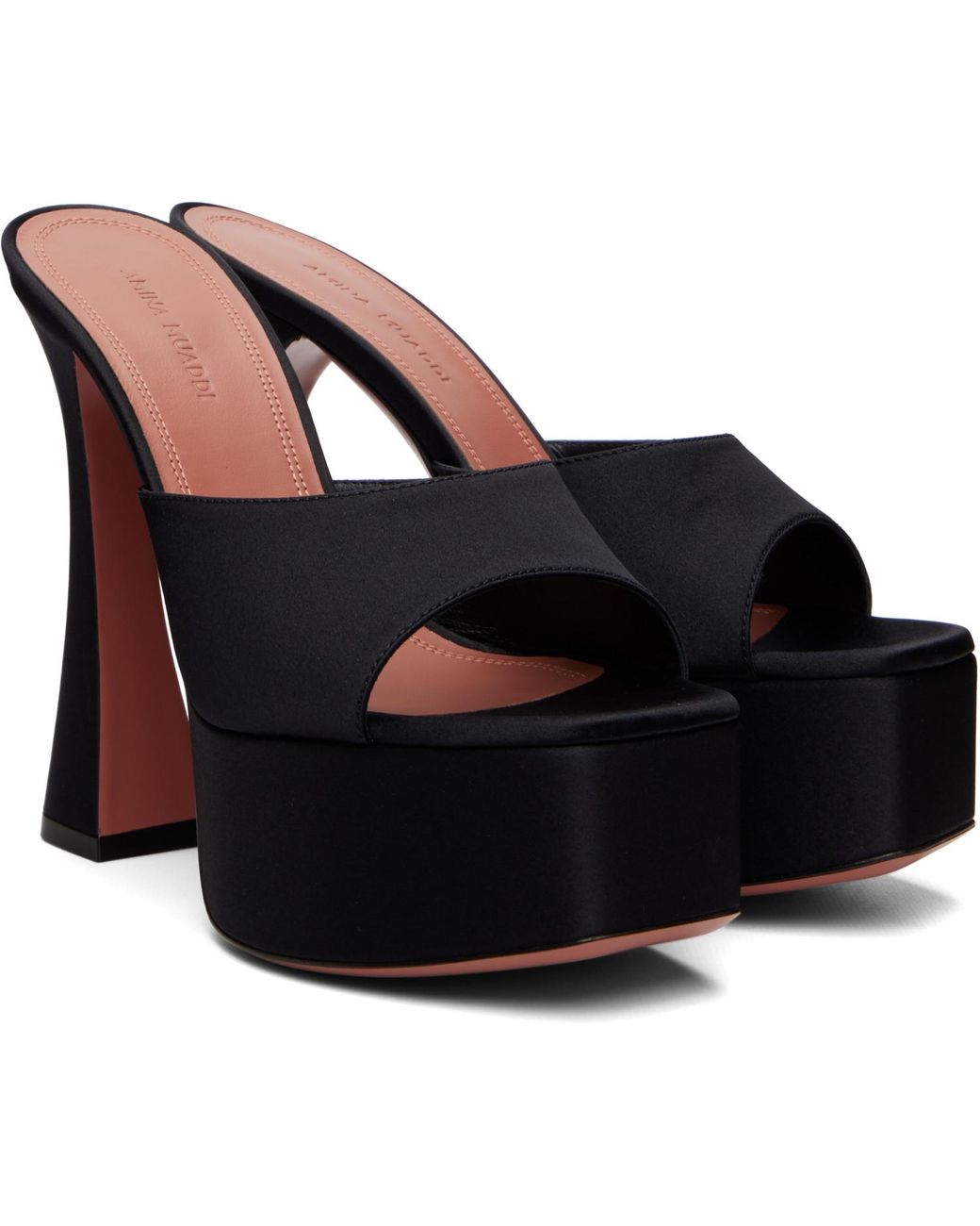 AMINA MUADDI Black Dalida Plateau Slipper 140 Heeled Sandals
