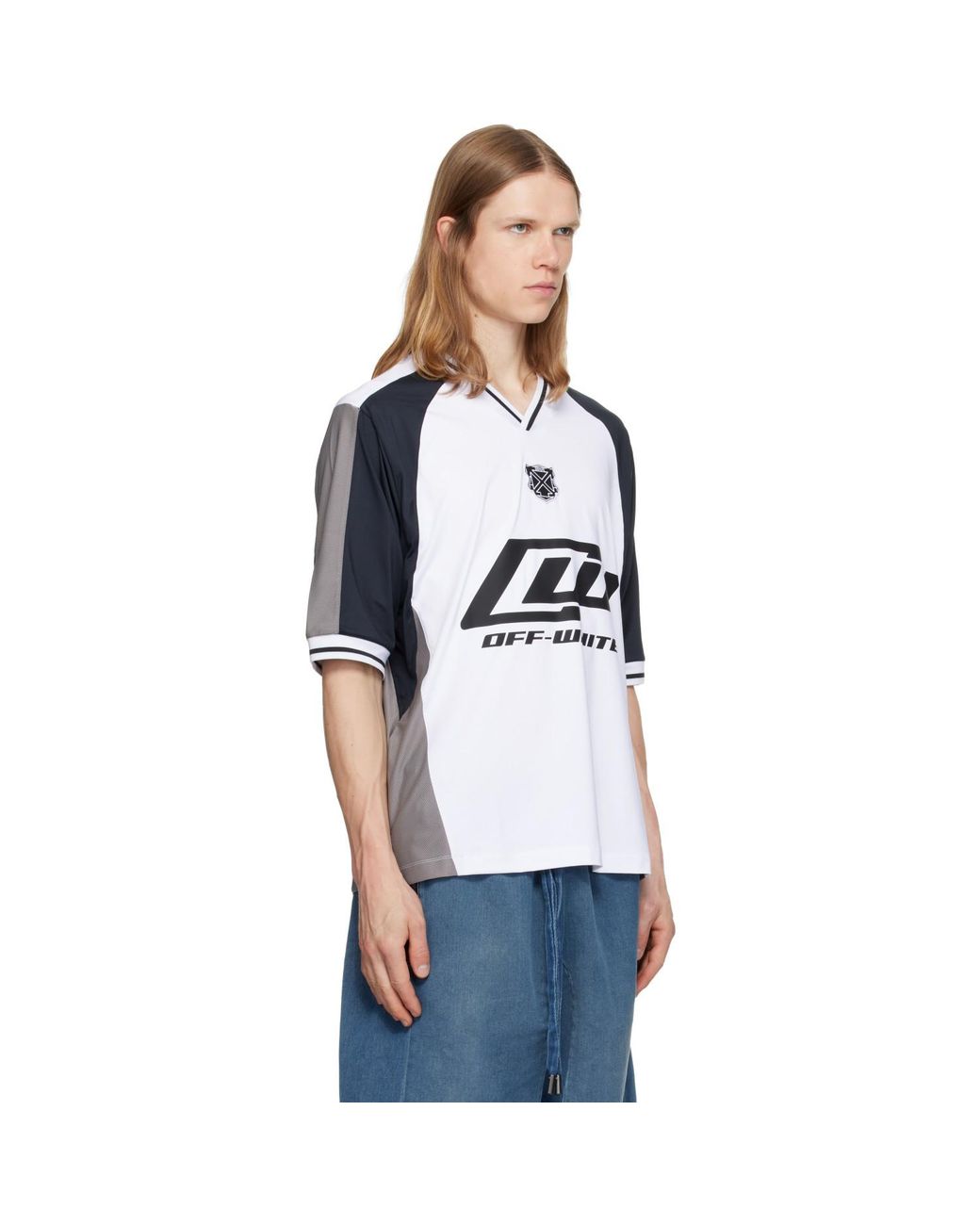 Off-White c/o Virgil Abloh Blue Team Soccer S/S T-Shirt for men