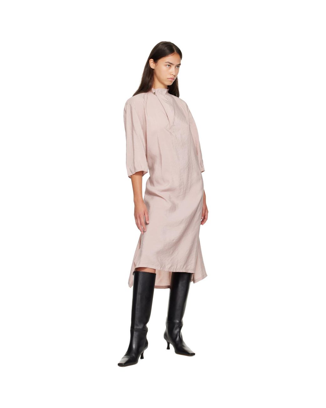 Lemaire Pink Soft Collar Midi Dress