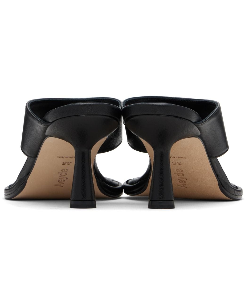 Aeyde Black Olenna Thong Heeled Sandals