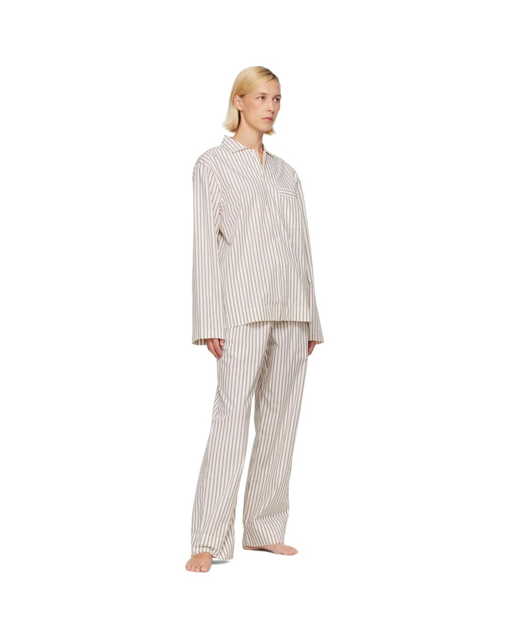 Tekla White Off- & Poplin Long-Sleeved Pyjama Shirt