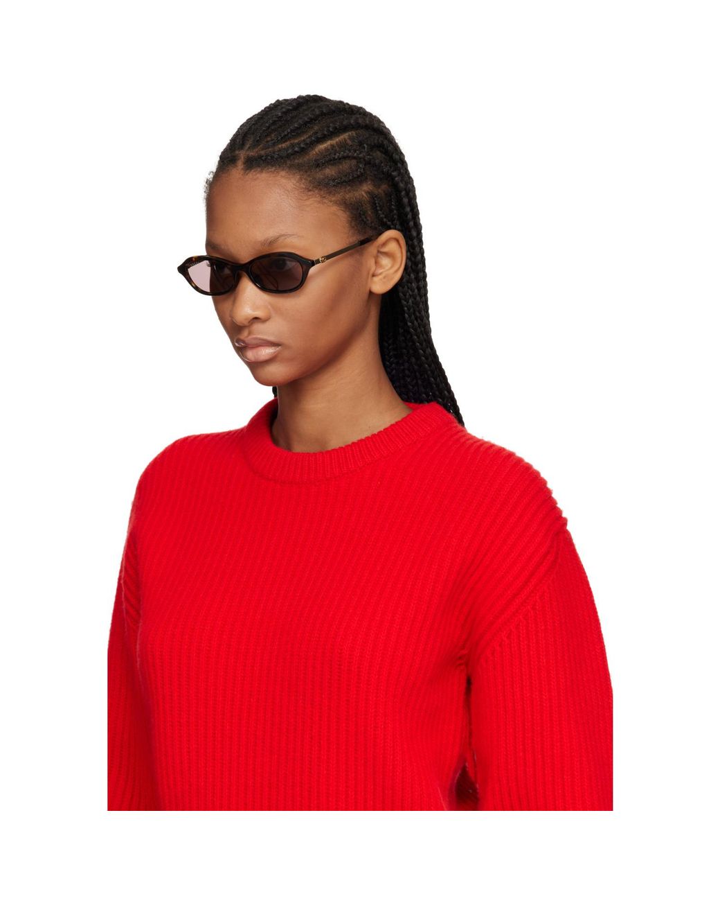 Gucci Brown Oval-Frame Sunglasses