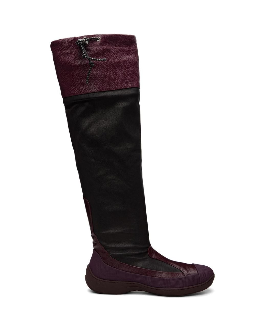 Kiko Kostadinov Black Burgundy Avocet Leather Tall Boots