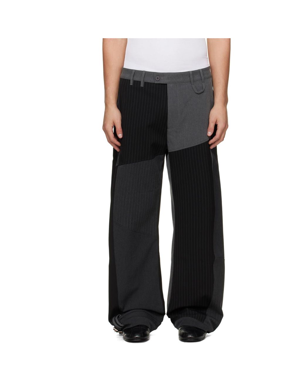 Kidsuper Black Patchwork Curved Trousers for men