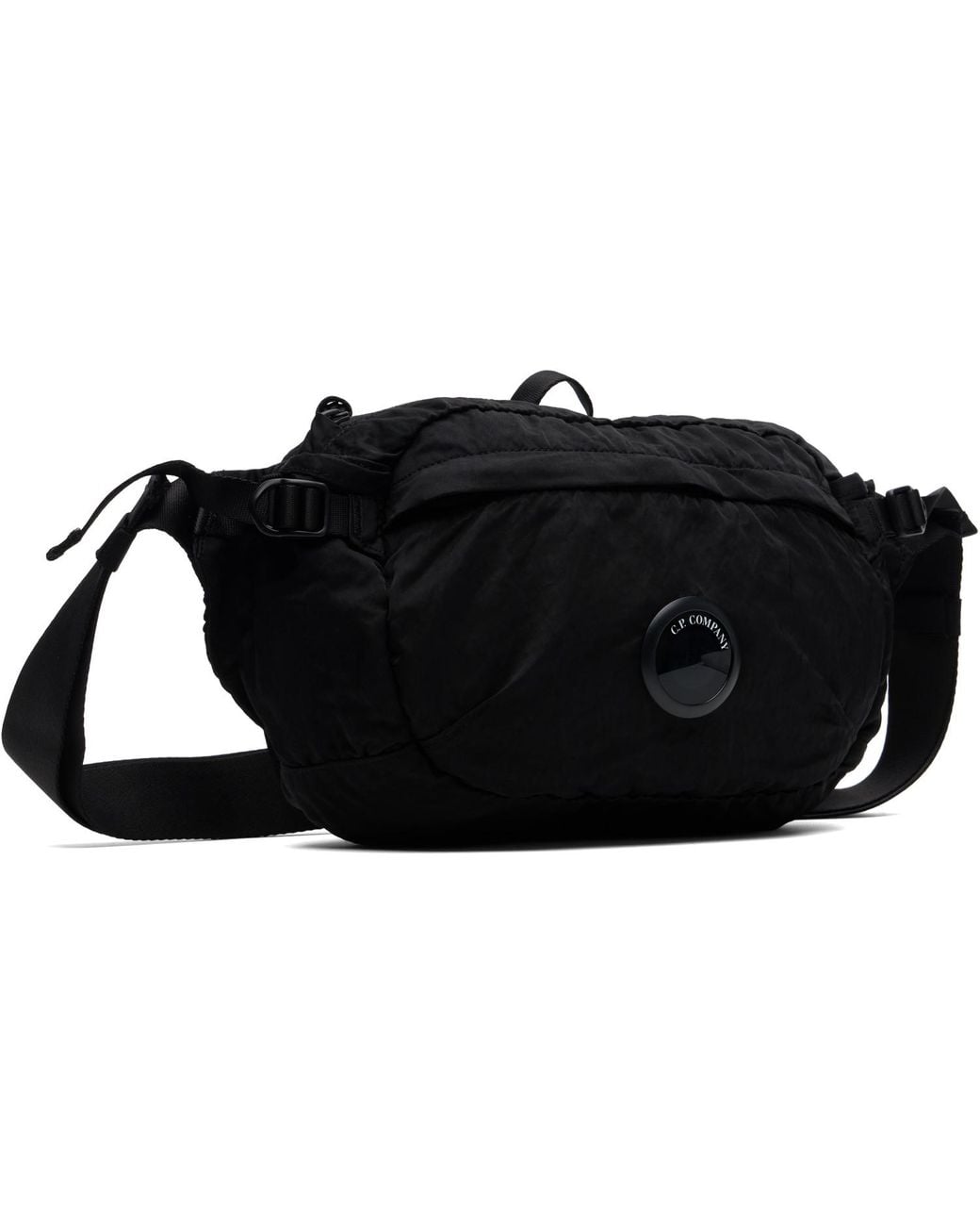 C P Company Black Nylon B Lens Waist Bag for men