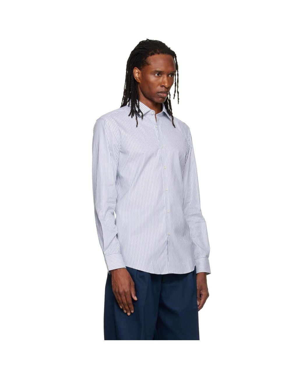 HUGO Blue Slim-Fit Oxford Cotton Shirt for men