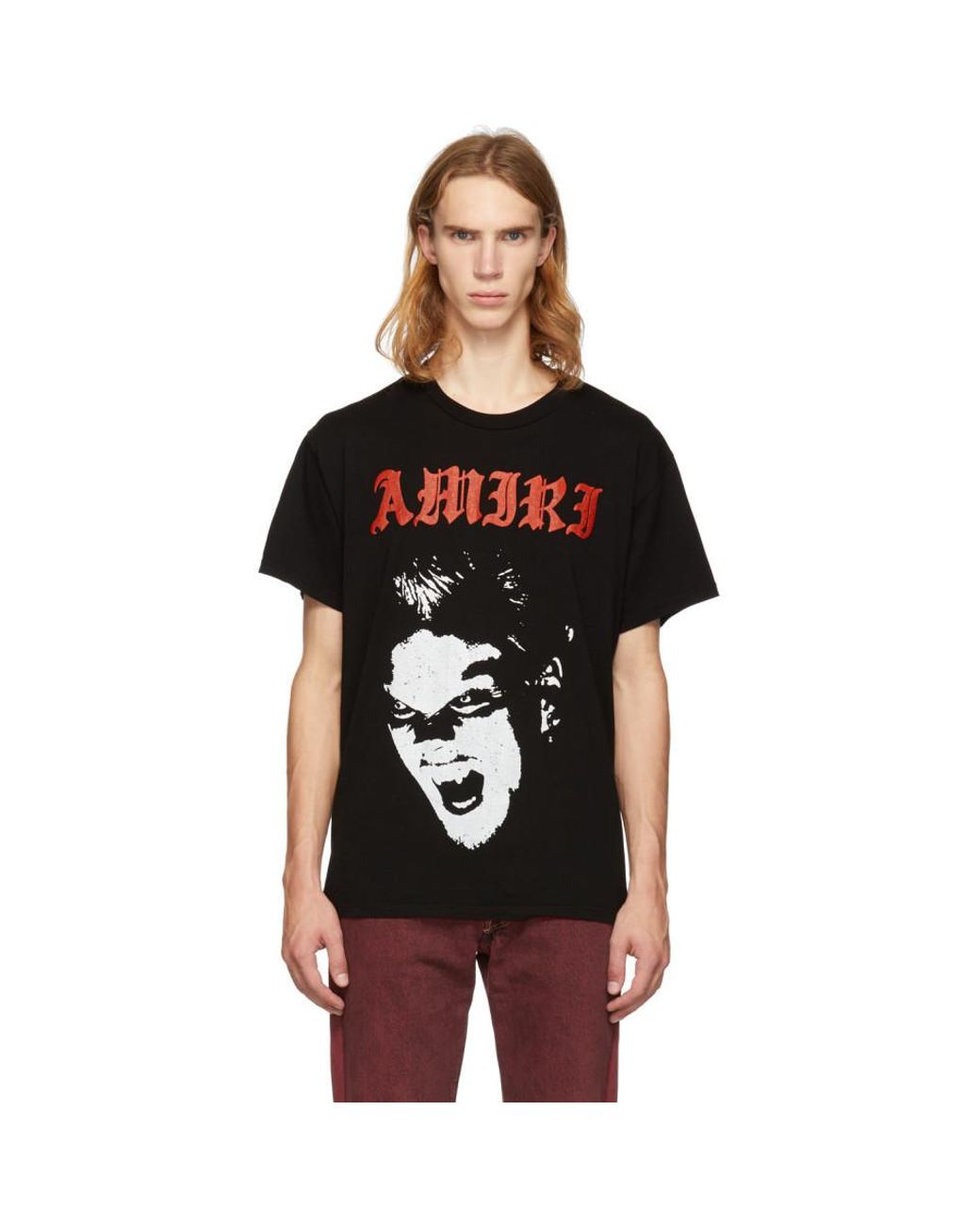 Logo Cotton Jersey T Shirt in Red - Amiri Kids