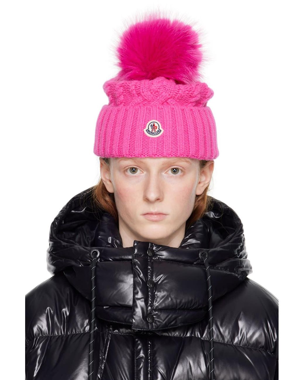 Pink moncler hat deals