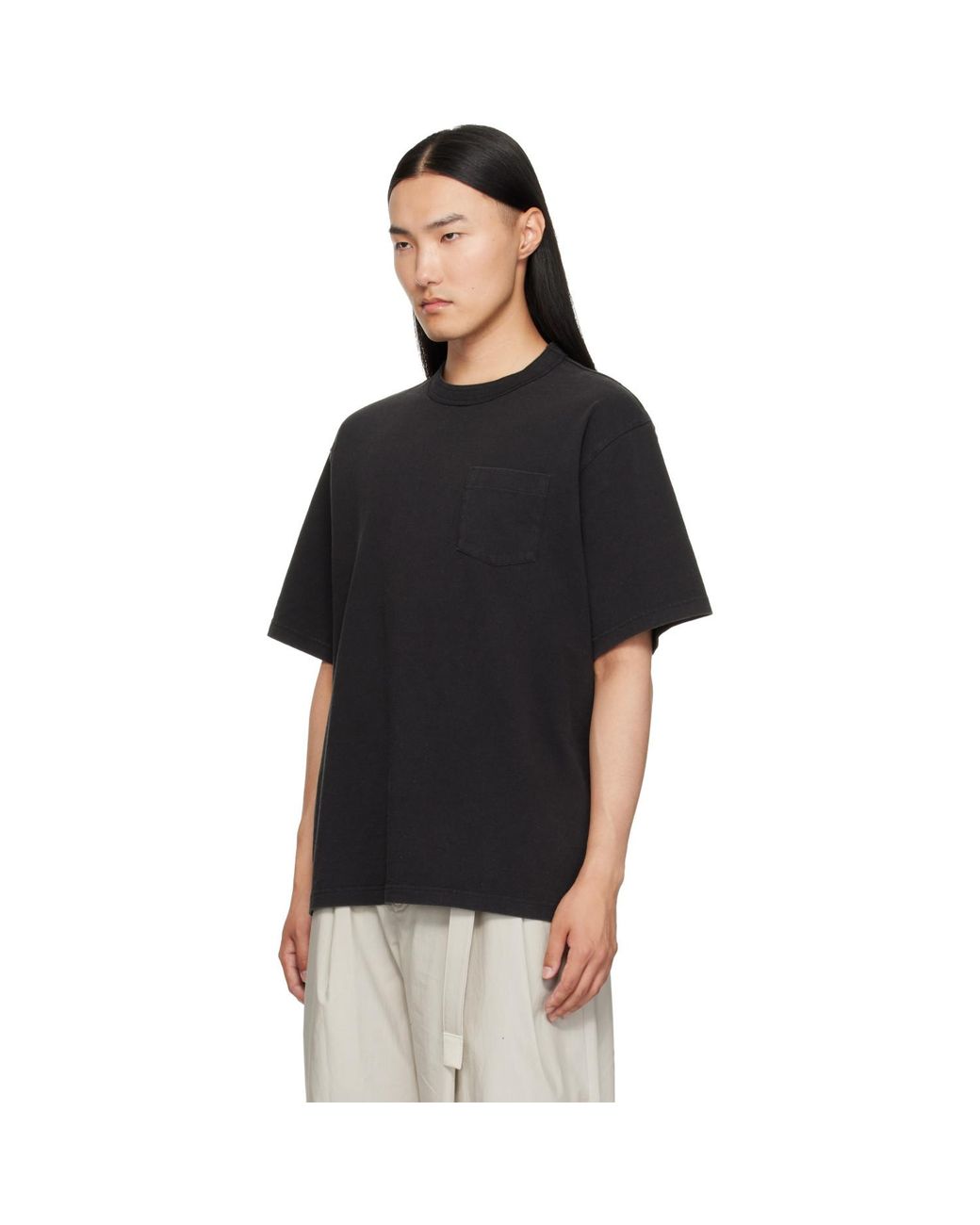 Sacai Black Cotton Jersey T-Shirt for men