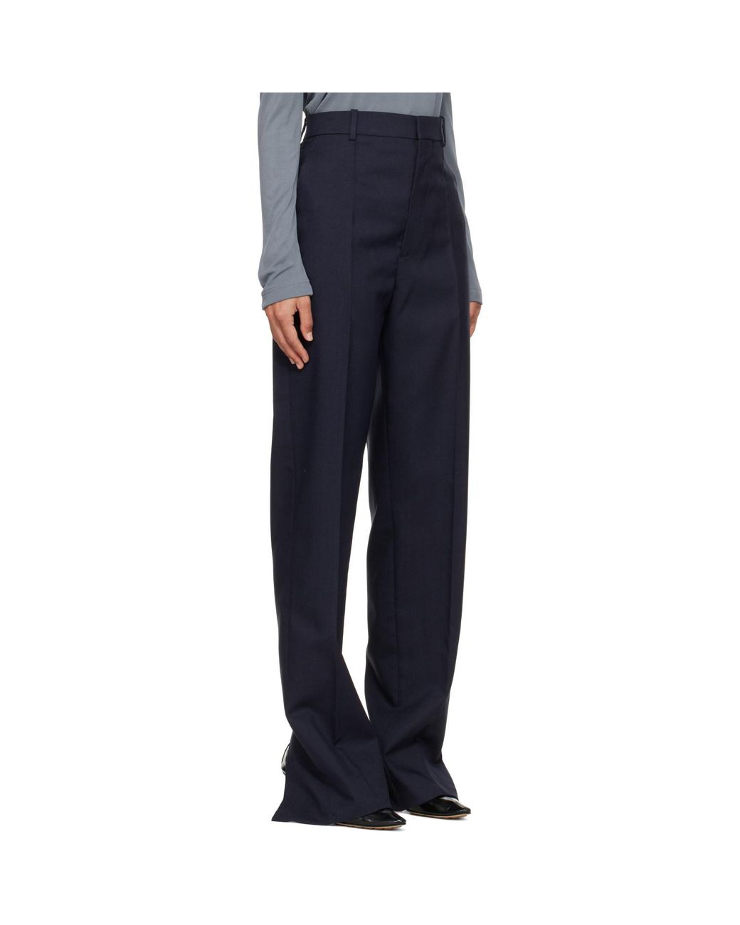 Bottega Veneta Blue Shetland Wool Toile Straight Trousers