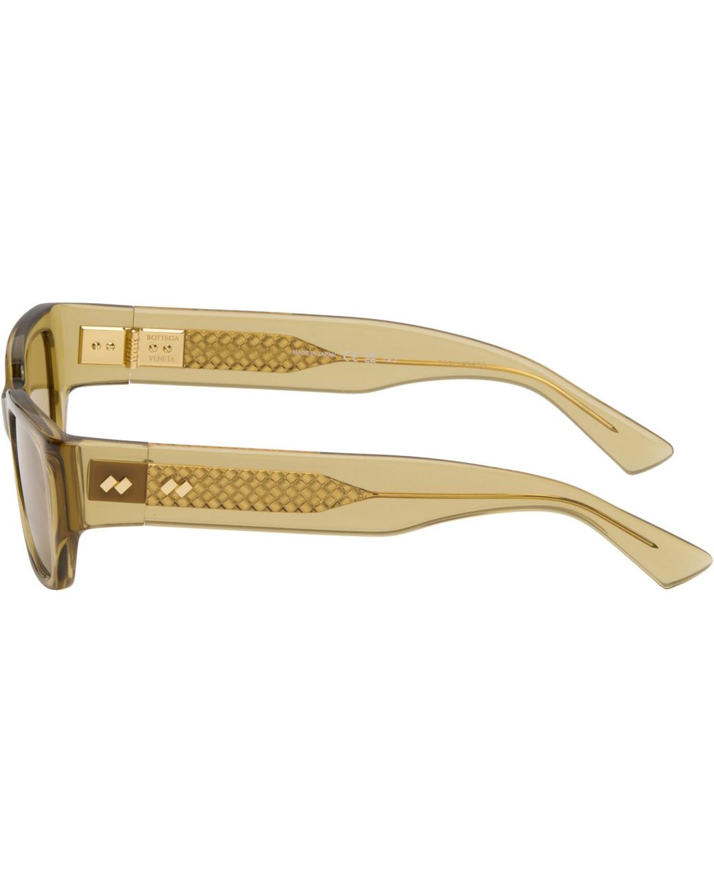 Bottega Veneta Black Intrecciato Square Sunglasses for men