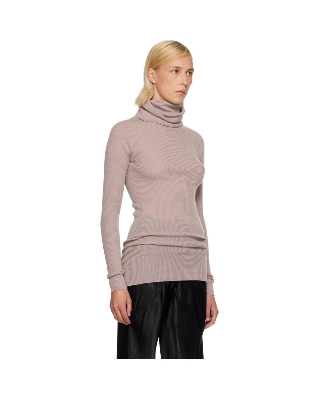 Rick Owens Pink Tower Ls Tube Turtleneck
